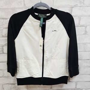 Lauren Active Ralph Lauren Womens PS Bomber Jacket White Black Zip Up‎
